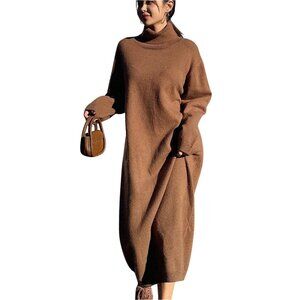 NWT Dazy Women's High Neck Drop Shoulder Sweater Dress Size L